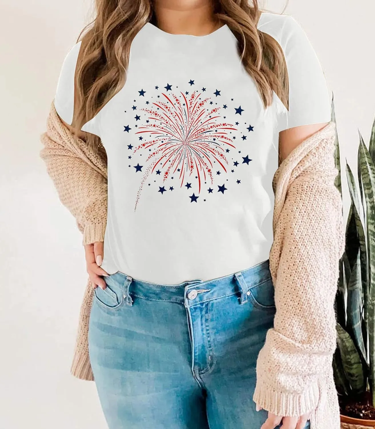 4th of July Shirts for Women Loves Jesus and America Too Shirt Patriotic Shirts Red White and Blue Tshirts
