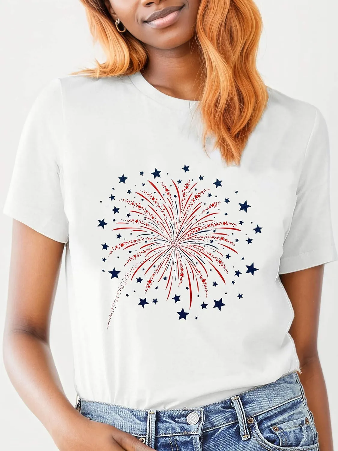 4th of July Shirts for Women Loves Jesus and America Too Shirt Patriotic Shirts Red White and Blue Tshirts