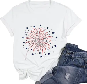 4th of July Shirts for Women Loves Jesus and America Too Shirt Patriotic Shirts Red White and Blue Tshirts