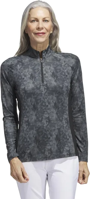 adidas Women's Essentials Long Sleeve Printed Mock Golf Polo Shirt