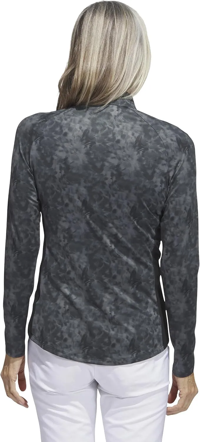 adidas Women's Essentials Long Sleeve Printed Mock Golf Polo Shirt