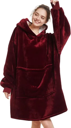 Aemilas Wearable Blanket Hoodie - Warm Sherpa Blanket Sweatshirt as Gifts for Adult Women Mom Men, One Size Fits All