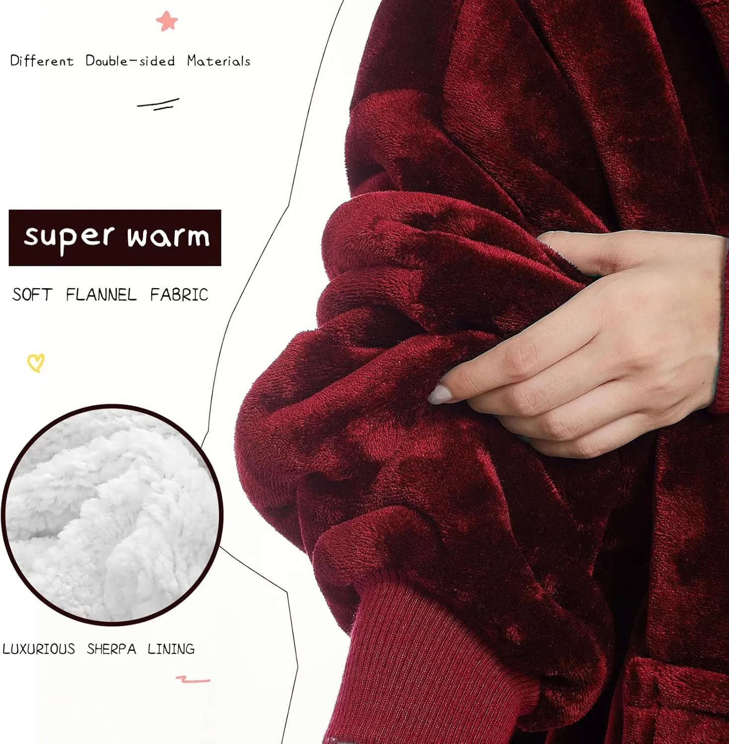 Aemilas Wearable Blanket Hoodie - Warm Sherpa Blanket Sweatshirt as Gifts for Adult Women Mom Men, One Size Fits All