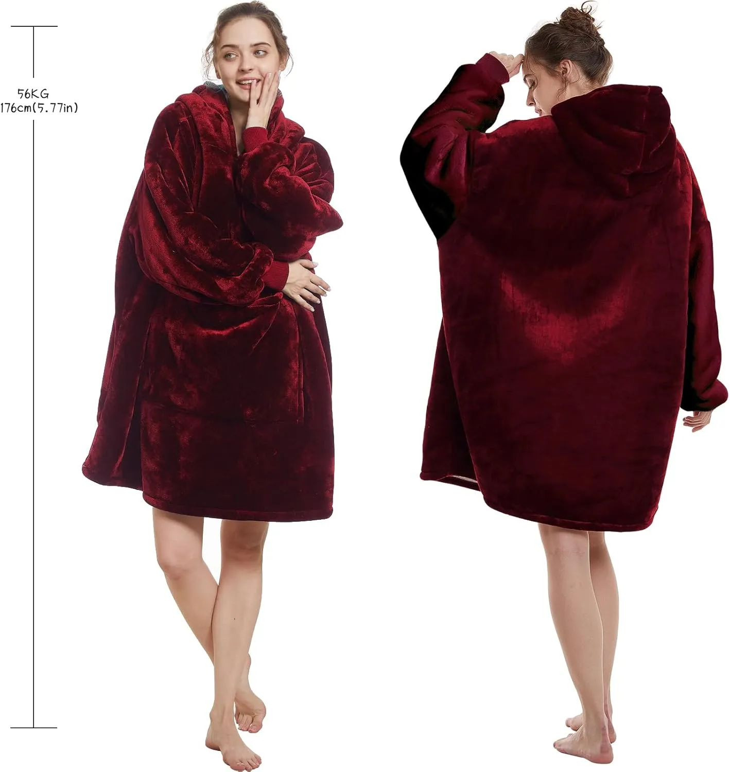 Aemilas Wearable Blanket Hoodie - Warm Sherpa Blanket Sweatshirt as Gifts for Adult Women Mom Men, One Size Fits All