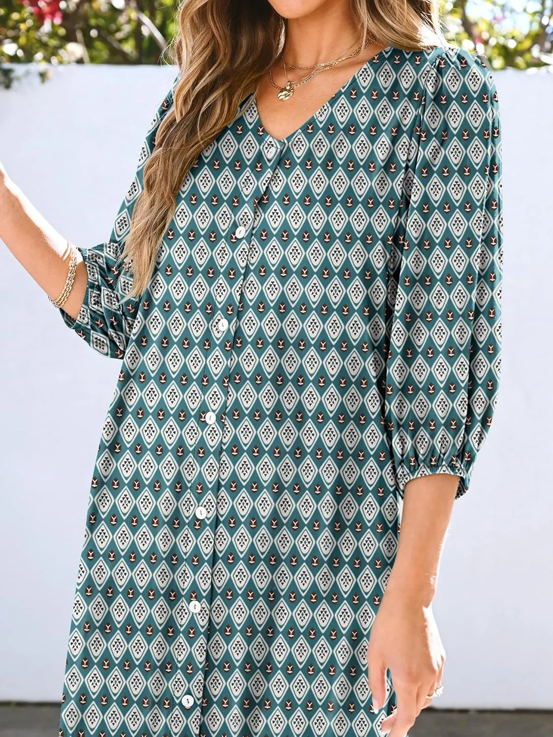 ANRABESS Boho Maxi Dresses for Women Summer Puff Sleeve V Neck Flowy Long Casual Dress with Pockets 2025 Vacation Outfits