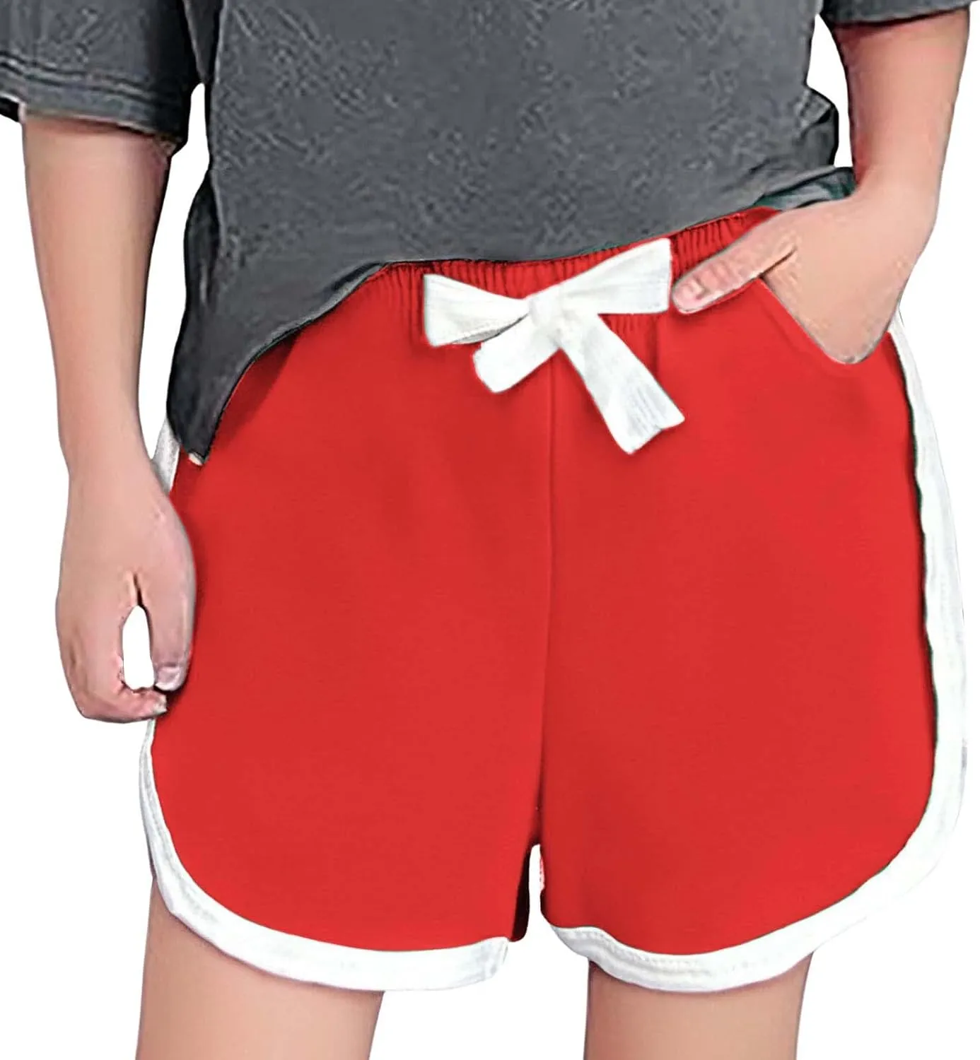 Athletic Shorts for Girls Adjustable Drawstring Lightweight Breathable Running Shorts Summer Youth Cycling Pants