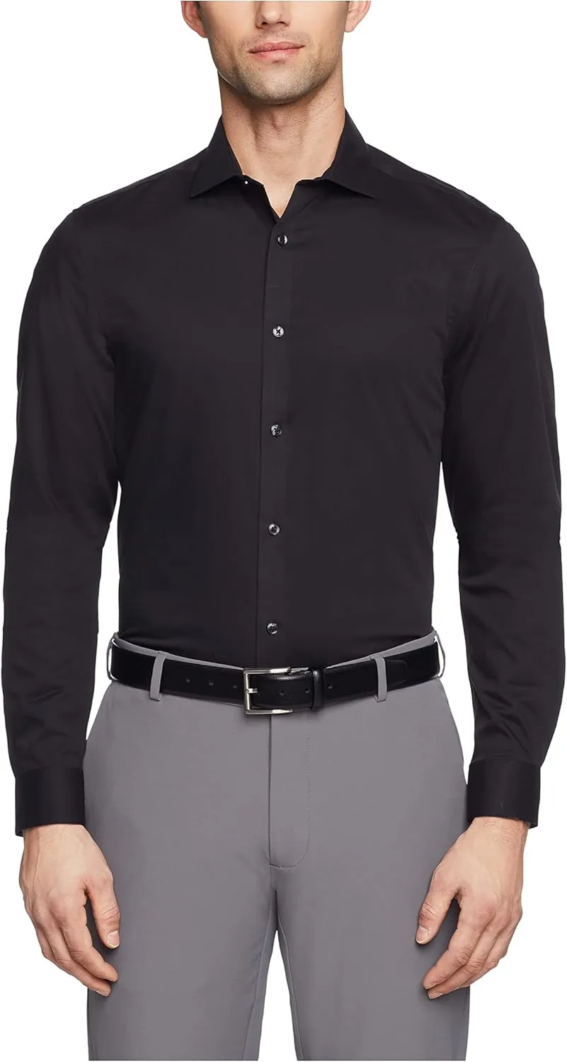 Calvin Klein Men's Dress Shirt Non Iron Herringbone Spread Collar