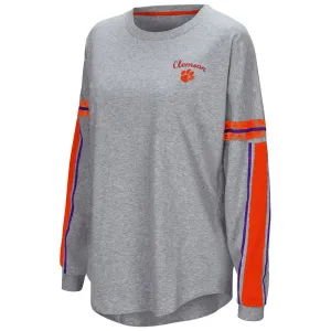 Clemson Tigers Colosseum WOMEN'S Gray "Mast" Oversized LS T-Shirt