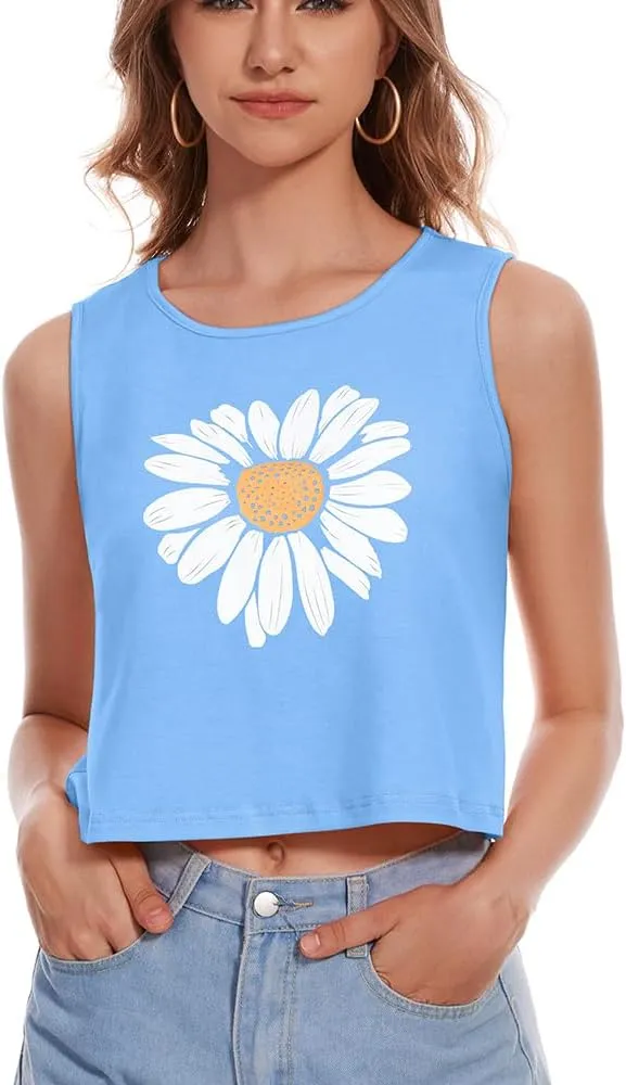 Crop Tops for Women Tank Summer Casual Sleeveless Loose Fit Basic Shirts