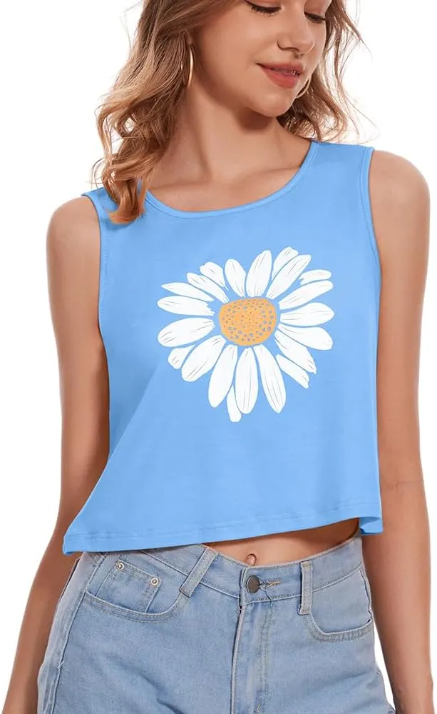 Crop Tops for Women Tank Summer Casual Sleeveless Loose Fit Basic Shirts