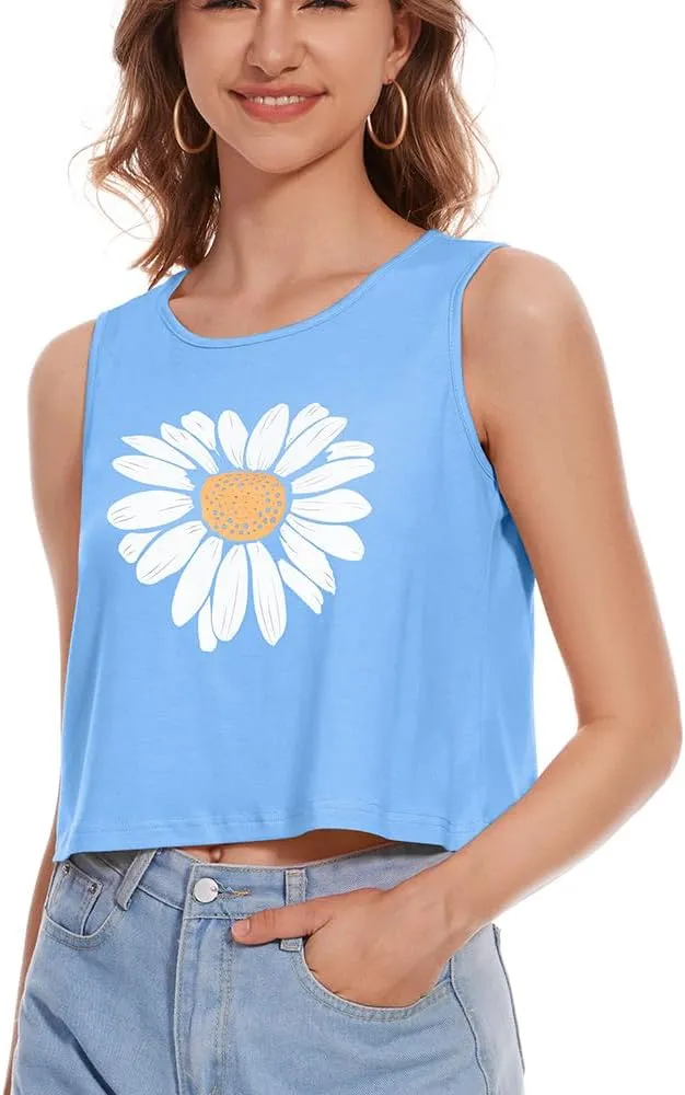 Crop Tops for Women Tank Summer Casual Sleeveless Loose Fit Basic Shirts