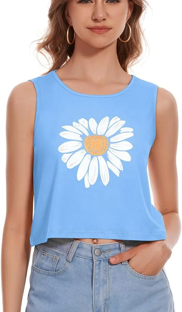 Crop Tops for Women Tank Summer Casual Sleeveless Loose Fit Basic Shirts