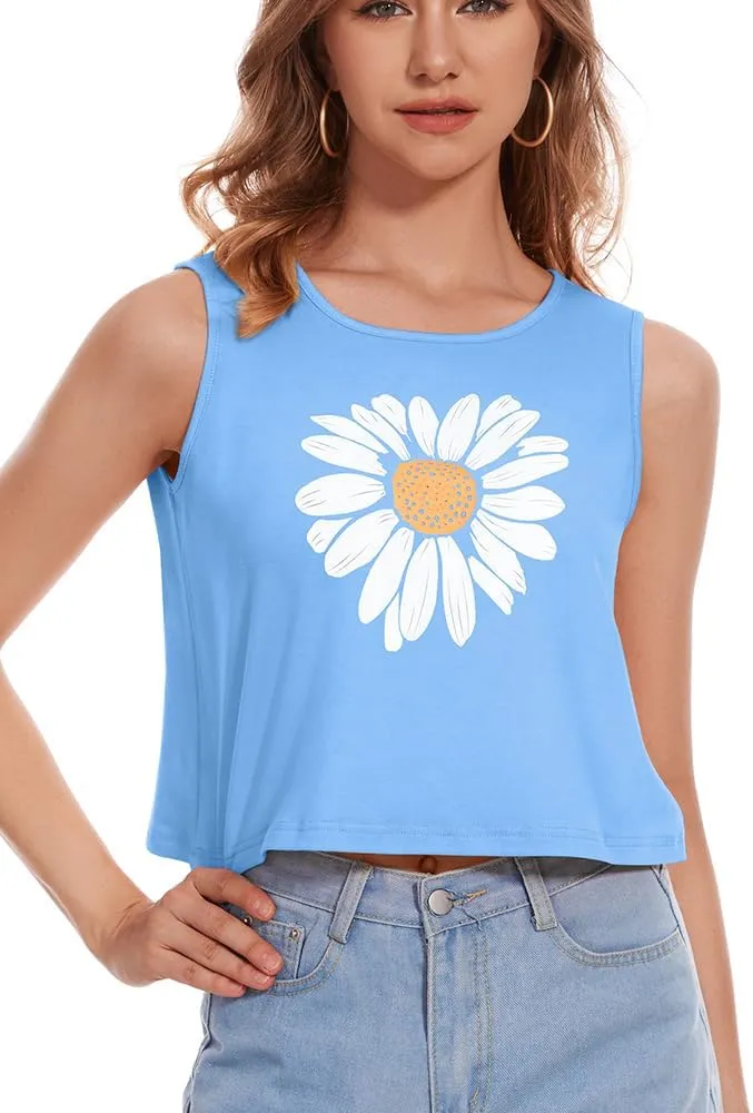 Crop Tops for Women Tank Summer Casual Sleeveless Loose Fit Basic Shirts