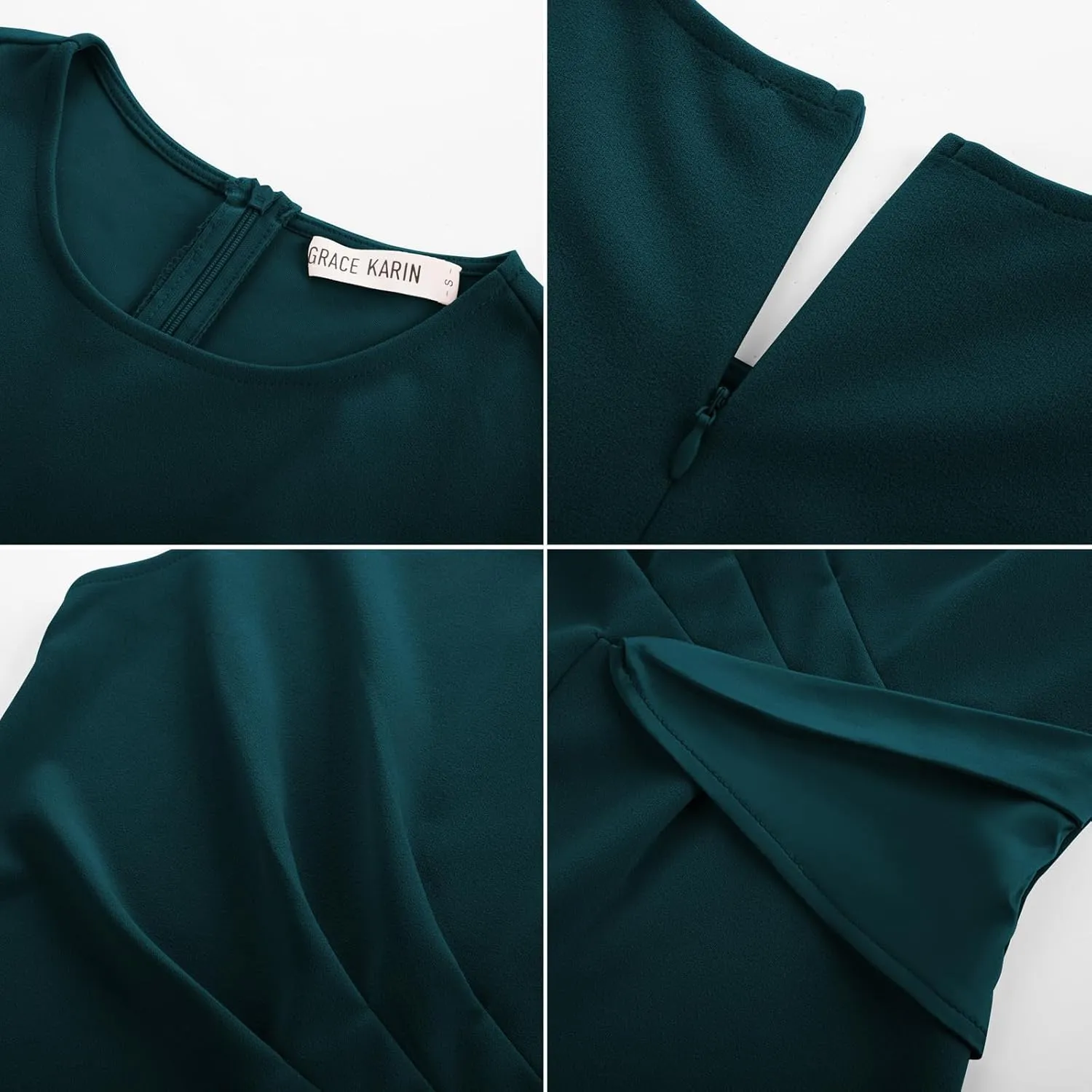 GRACE KARIN Women's Crew Neck Pleated Front Tank Tops Casual Sleeveless A-Line Work Top Blouse