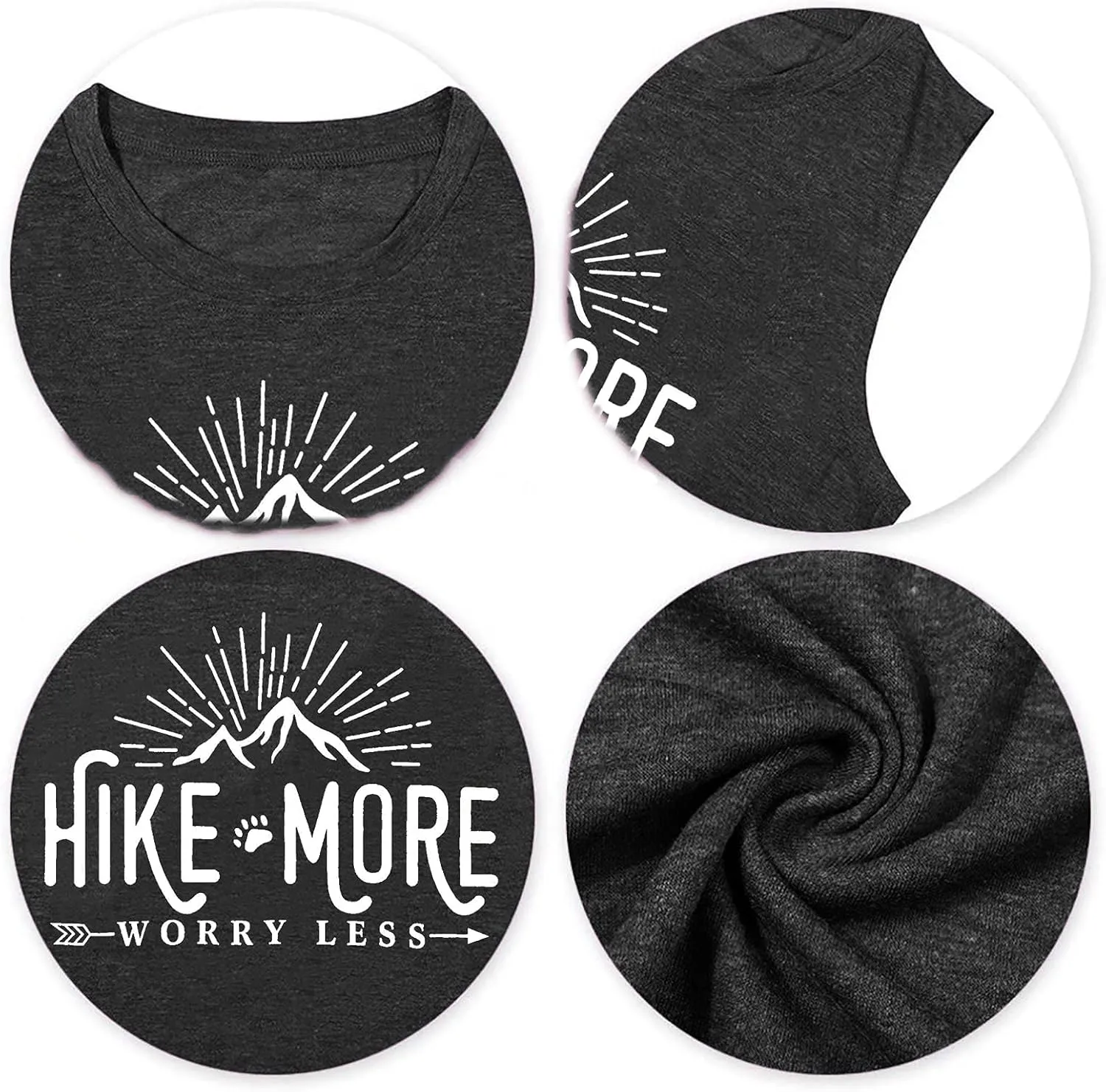 Hiking Shirt for Women Adventure Mountain Graphic Athletic Shirts Funny Hike More Worry Less Tee Tops