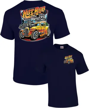 Hot Rod Diner Muscle Car Adult Tee Shirt Black
