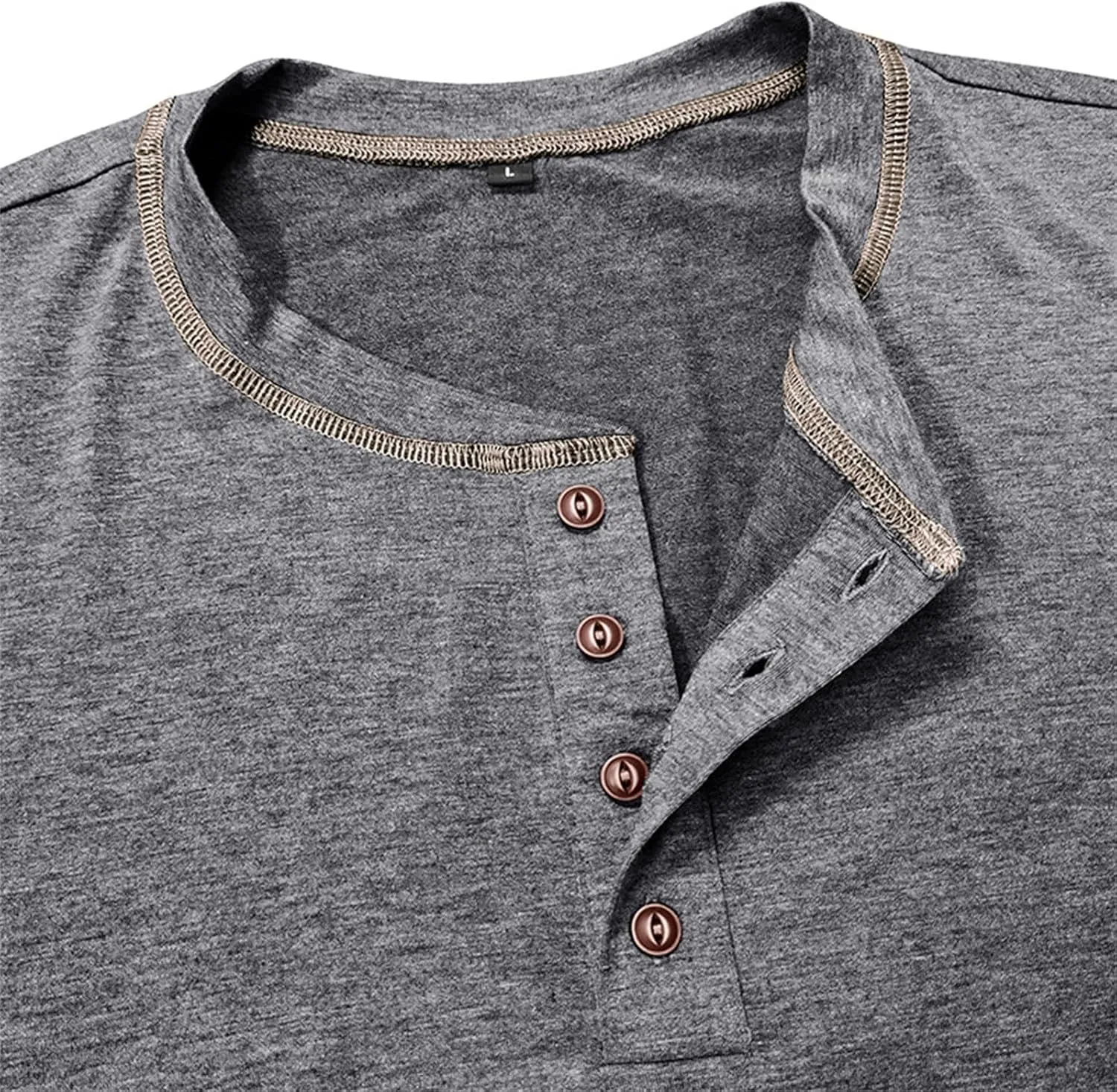 Mens Fashion Henley Shirt Short Sleeve Lightweight Cotton Gym Workout Fitness T-Shirts Button Pullover Summer Tees
