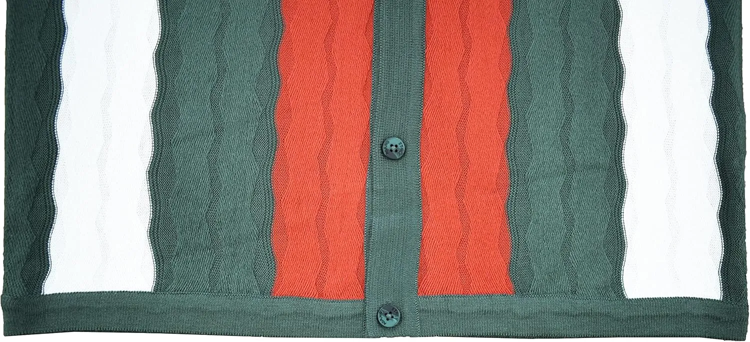 Mens Short Sleeve Knit Sports Shirt - Modern Polo Vintage Classics: Mlange Panel