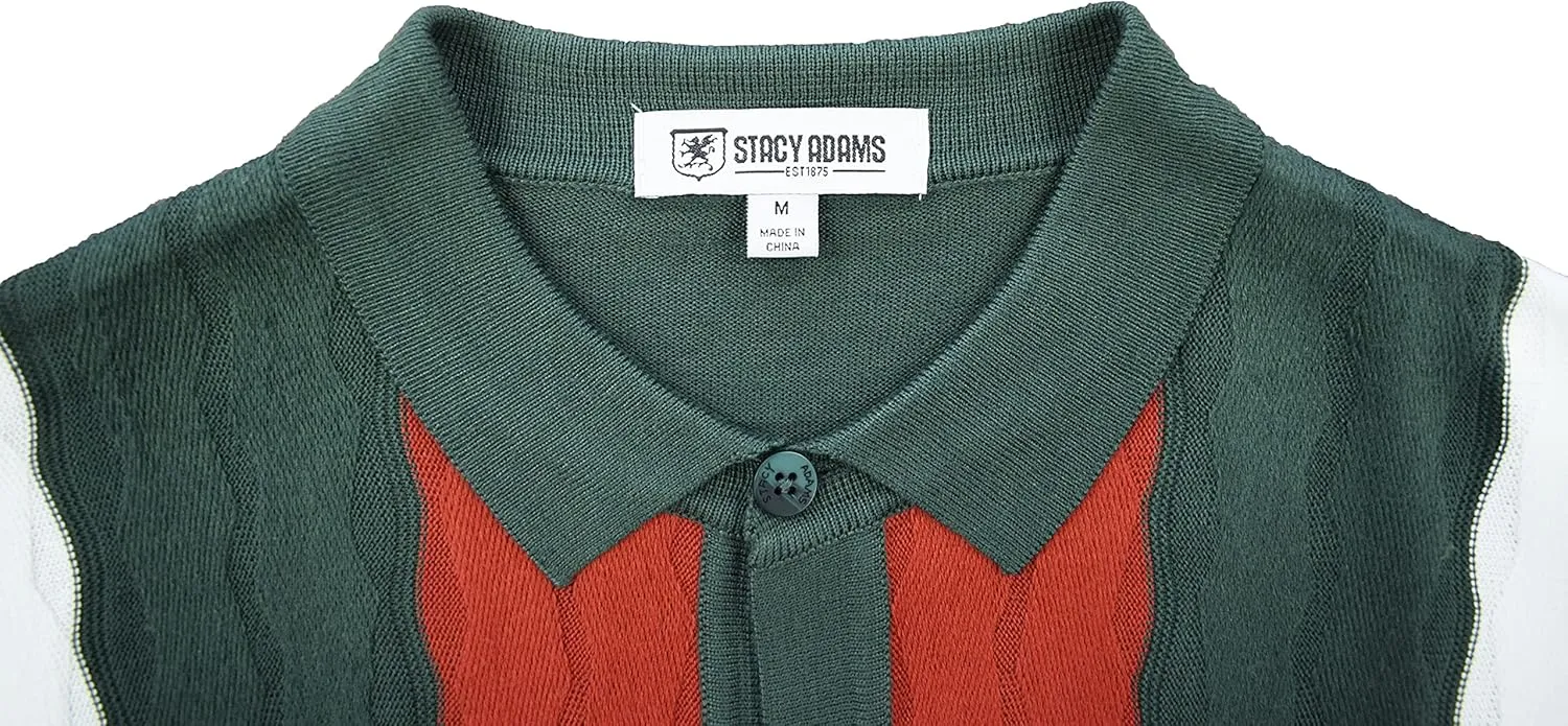 Mens Short Sleeve Knit Sports Shirt - Modern Polo Vintage Classics: Mlange Panel