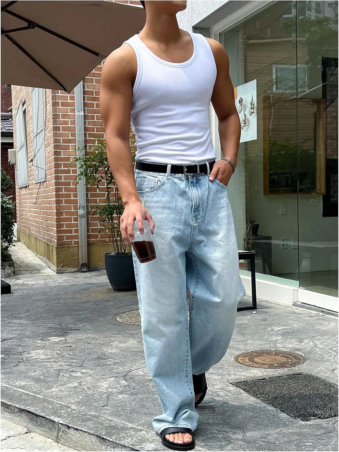 Men's Summer Tank Top Scoop Neck Knit Gym Workout Muscle Tank Undershirt Sleeveless Shirts