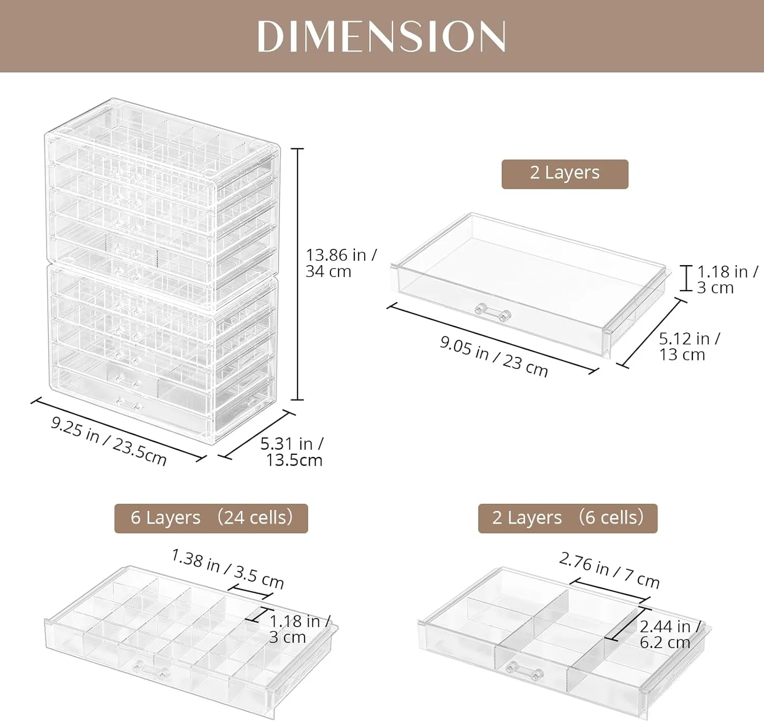 ProCase Acrylic Earrings Holder Organizer Box, Large Clear Earring Jewelry Storage Organizer Box Transparent Stackable Drawers Jewelry Display for Earrings Necklace Bracelets Rings - 10 Layers