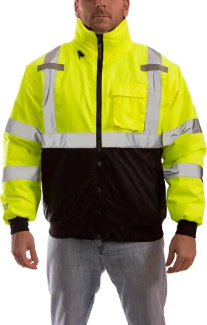 Tingley Bomber J26002 High Visibility Insulated Jacket With Attached Hood, Small, Fluorescent Yellow-Green/Black