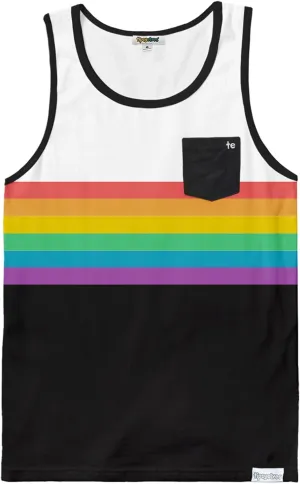 Tipsy Elves Black Retro Rainbow Tank Top - Men's Cut Size X-Large