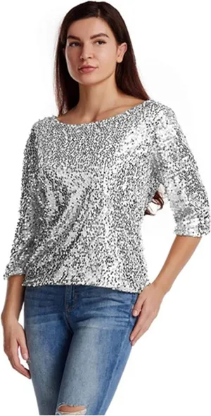 Women Sequin Sparkle Glitter Tank Cocktail Party Tops Shining T-Shirt Blouses