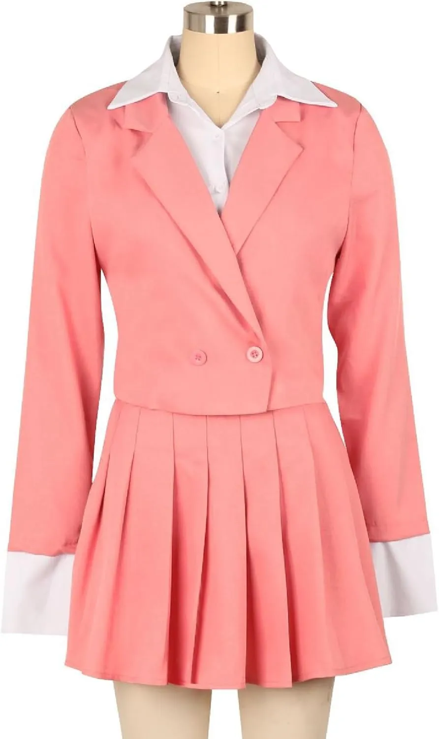 Womens 2 Piece Outfits Business Casual Cropped Blazer Jacket and High Waist Pleated Mini Skirt Sets