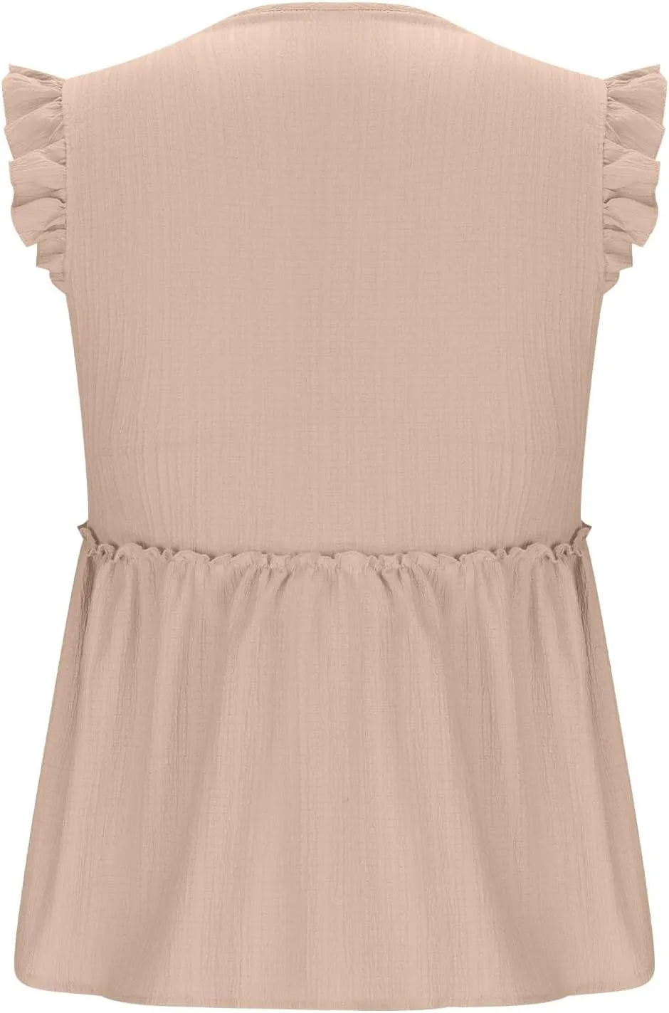 Womens Babydoll Tank Tops V Neck Ruffle Sleeve Pleated Peplum Shirts Summer Casual Boho Flutter Flowy Tank Tops