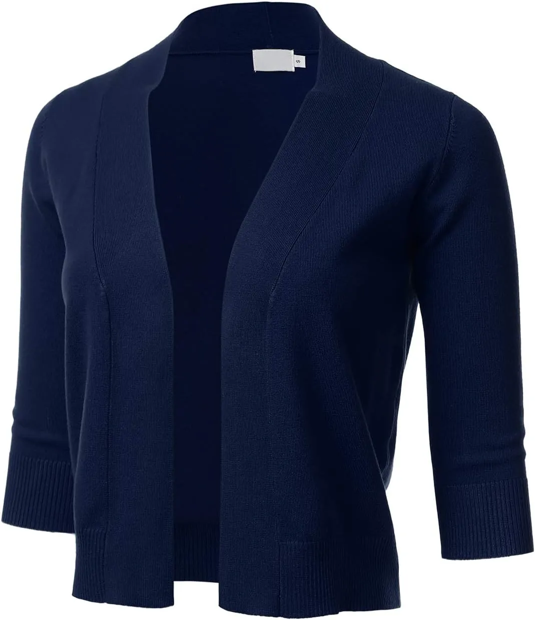Women's Classic 3/4 Sleeve Open Front Cropped Cardigan (S-3XL)