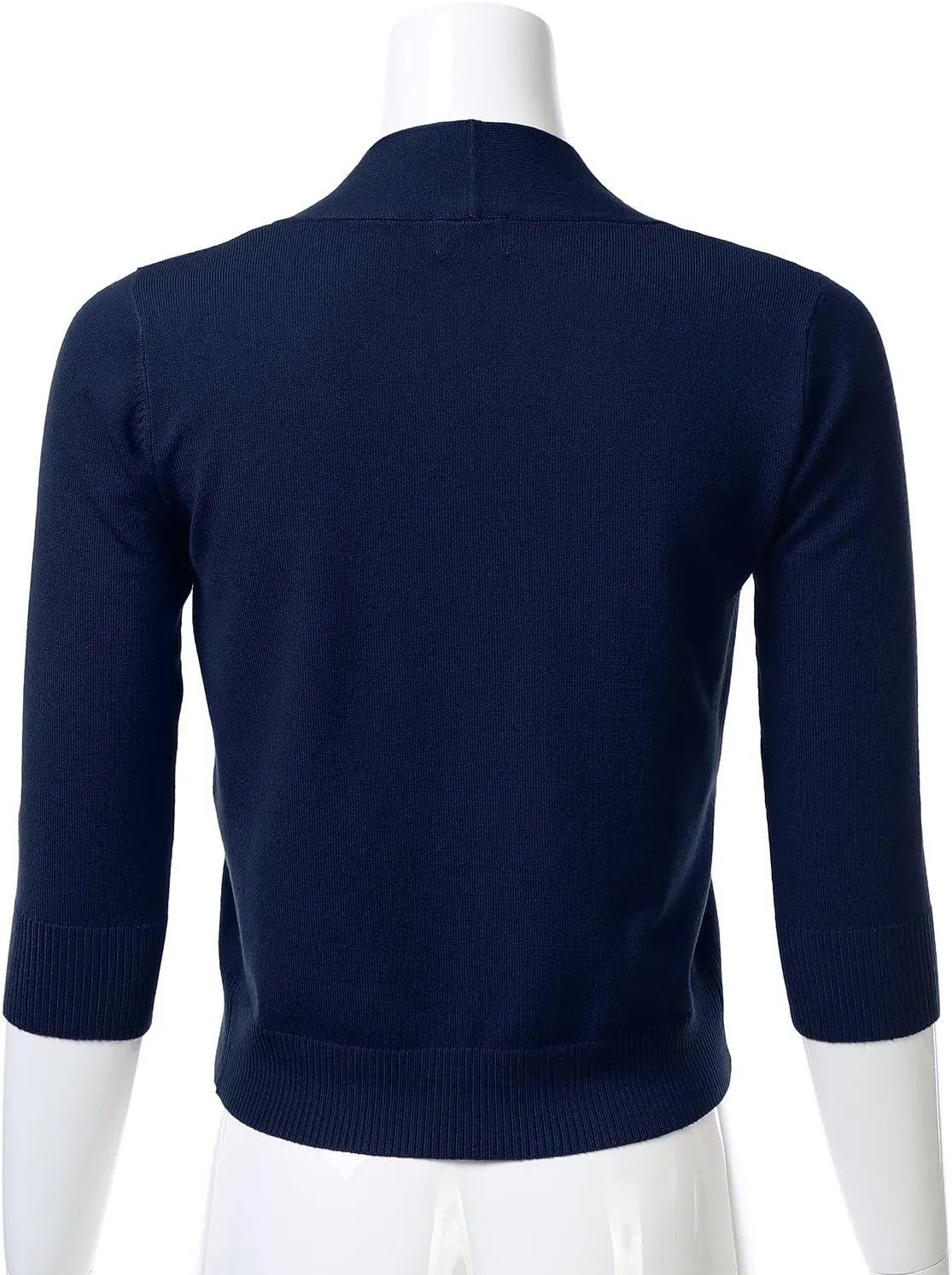 Women's Classic 3/4 Sleeve Open Front Cropped Cardigan (S-3XL)