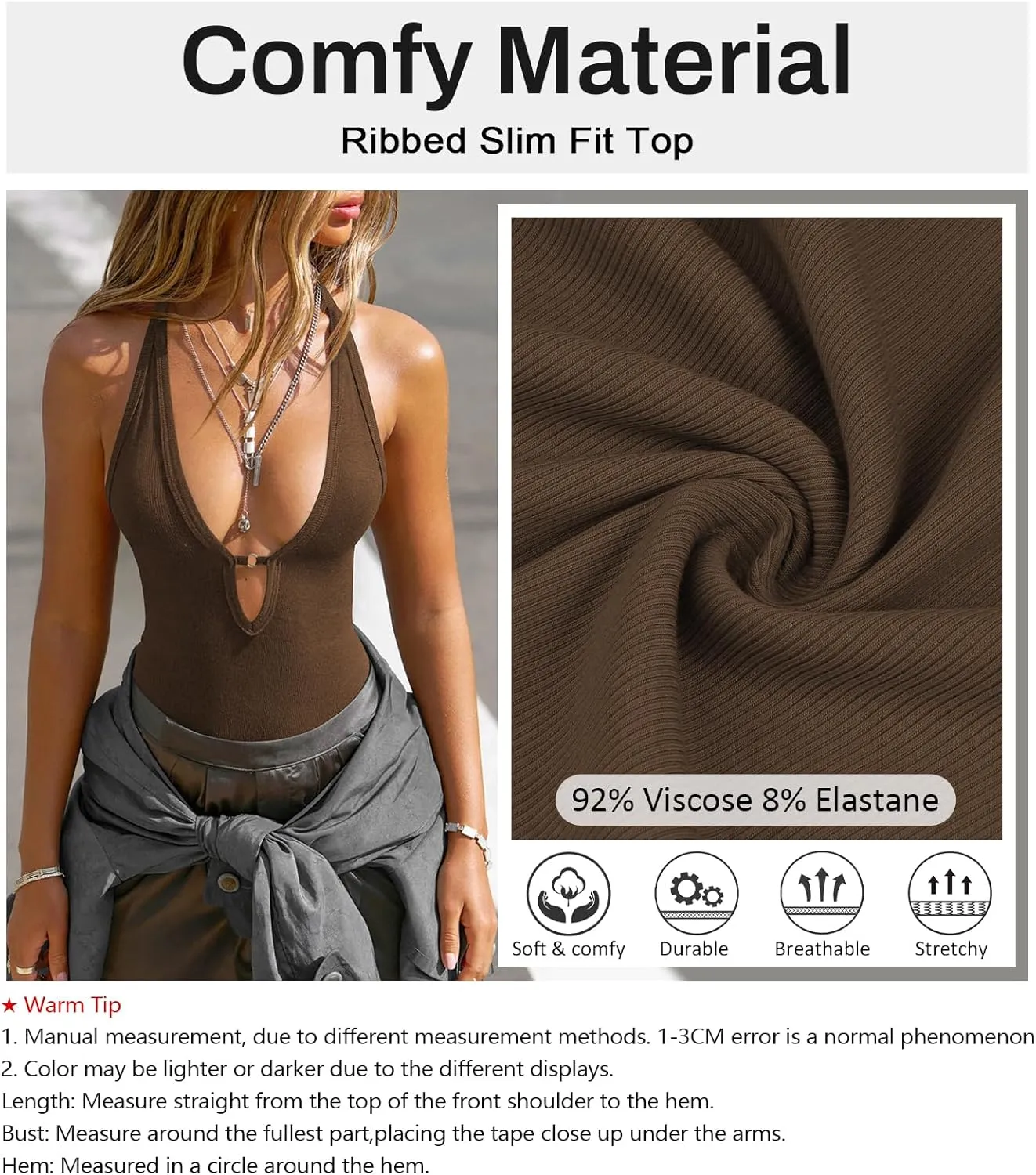 Women's Sexy Deep V Neck Halter Tops for Women Ribbed Racerback Tank Slim Fit Trendy Y2k Summer Going Out Sleeveless Top