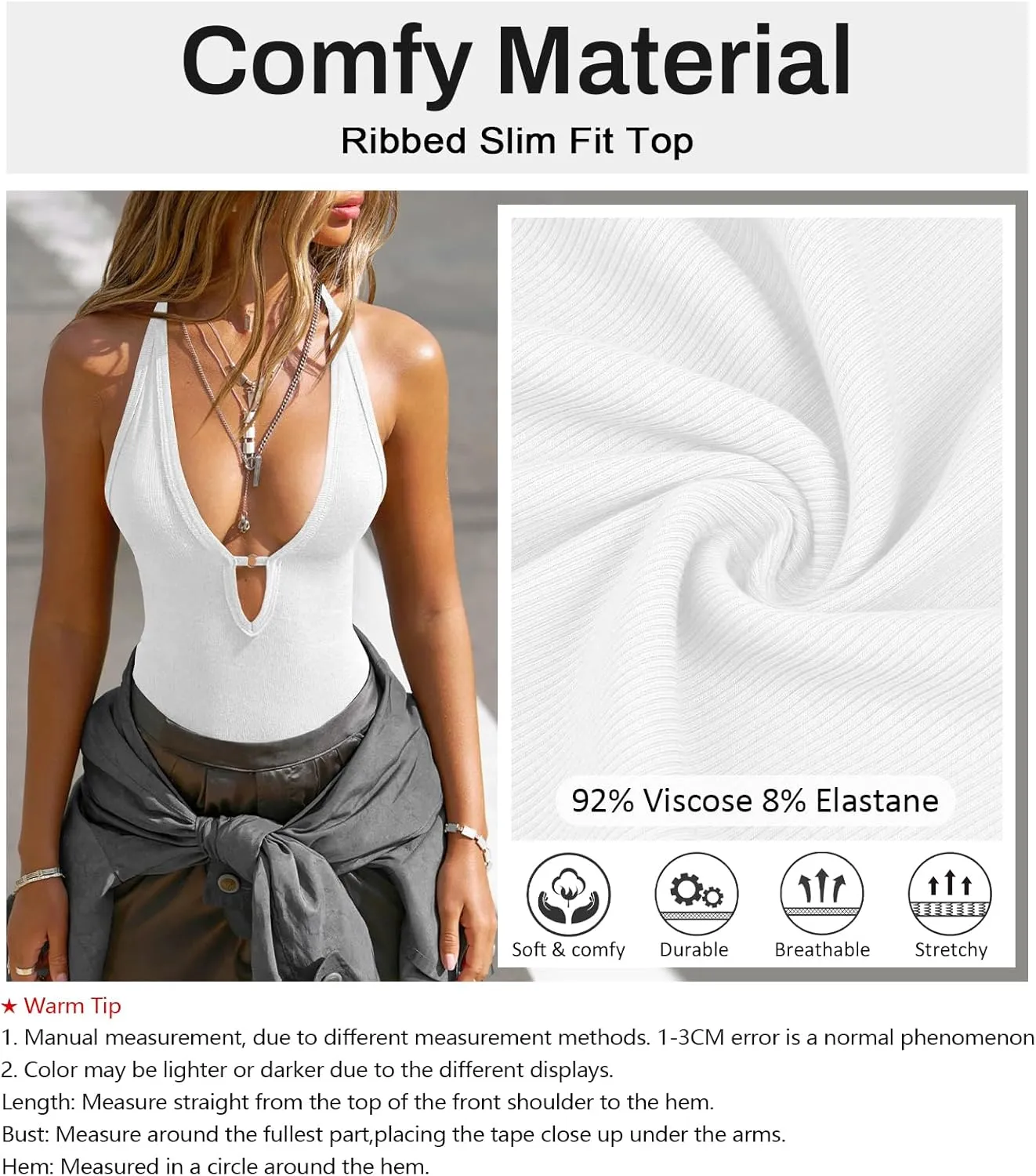 Women's Sexy Deep V Neck Halter Tops for Women Ribbed Racerback Tank Slim Fit Trendy Y2k Summer Going Out Sleeveless Top