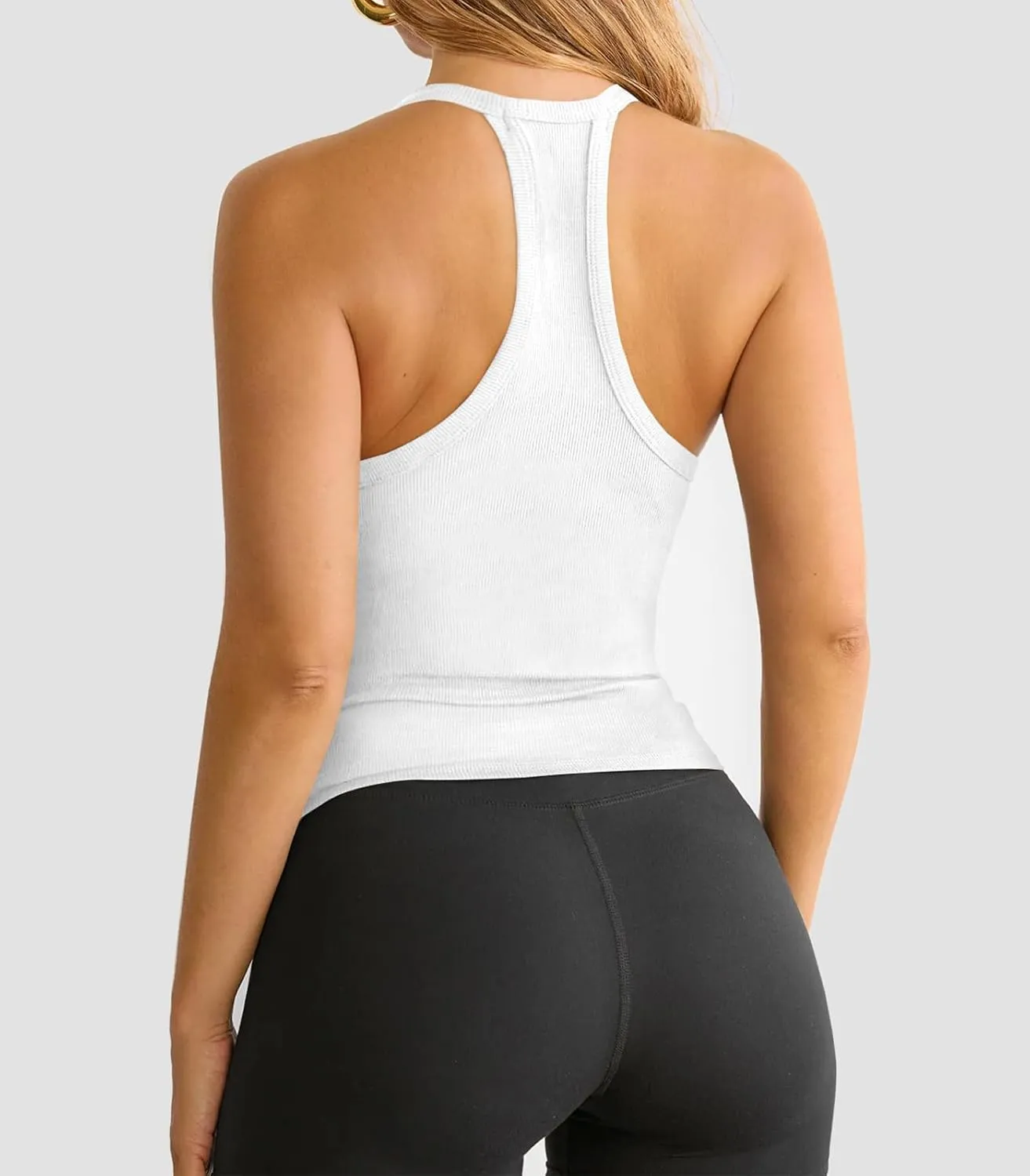 Women's Sexy Deep V Neck Halter Tops for Women Ribbed Racerback Tank Slim Fit Trendy Y2k Summer Going Out Sleeveless Top