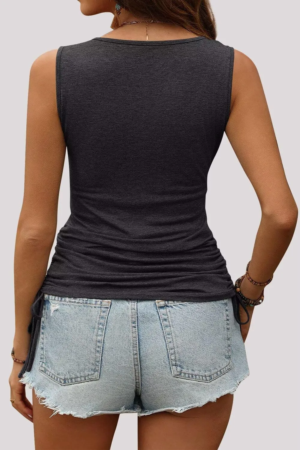 Women's Summer Tank Top, Casual and Trendy Sleeveless Outfit Loose Fit Clothes V Neck Shirt for 2025 Beach Vacation
